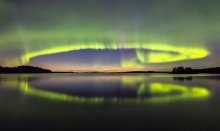 The Northern Lights is visible here in the winter